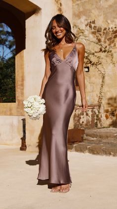 Ziah Maxi Dress - Mushroom - Buy Women's Dresses - Billy J Nude Bridesmaid Dresses, Brown Bridesmaid Dresses, Summer Bridesmaid Dresses, Bridesmaid Dressing Gowns, Nude Heels, Midi Dress Sleeveless, Types Of Dresses, Wedding Looks, Guest Dresses