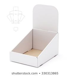 an open white box with the lid closed and cut out to show what's inside