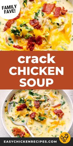 This one-pot, 30-minute, creamy crack chicken soup recipe is unbelievably flavorful, addictive, and easy to make! It's the ultimate comfort dinner, filled with bacon, ranch, shredded chicken, cream cheese, and a delicious broth. Bowl Chicken, Soup Recipes Slow Cooker, Ranch Seasoning, Chicken Soup Recipes, Crockpot Recipes Slow Cooker, Easy Soups, Easy Soup Recipes, Chicken Tacos