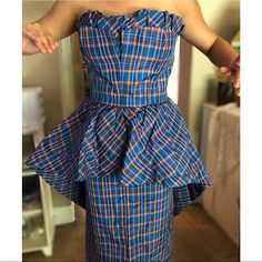 Reposhing This Item I Purchased From @Soph2618. Loved It, But Ready To Rotate For Something New. Questions? Leave A Comment Below! Victor Costa Vintage Dress Saks 5th Avenue, Victor Costa Dress, Vintage Plaid, 80s Vintage, Leave A Comment, Something New, Strapless Dress, Color Blue, Plaid