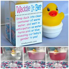 a rubber ducky in a bathtub next to a sign that says waddle it be