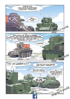 the comic strip shows two tanks in different positions