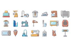 a bunch of appliances that are on a white background