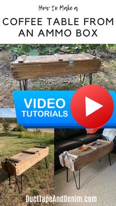 Old ammo boxes are easy to find at flea markets like First Monday Trade Days in Canton, Texas. We've bought a few and in this video my husband shows how to make a coffee table out of an old ammo box. #howtomakeacoffeetable #rusticdecor #westerndecor #upcycling #repurposed Make A Coffee Table, Canton Texas, Upcycled Home, Box Table