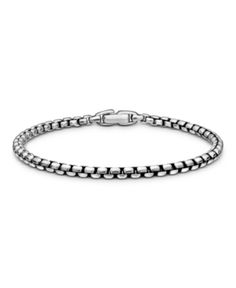 David Yurman Men's Box Chain Bracelet in Sterling Silver, 4mm Men’s Bracelets Silver, David Yurman Mens, Gift Inspo, Mens Accessories Jewelry, Box Chain, David Yurman, Silver Bracelets, Chain Bracelet, Bracelets For Men