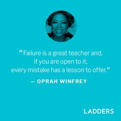 "Failure is a great teacher and, if you are open to it, every mistake has a lesson to offer.” — Oprah Winfrey Oprah Quotes, Teaching Quotes, Resume Help, Quotes About Everything, Productivity Tips, Career Change, Career Path, Oprah Winfrey, Life Facts