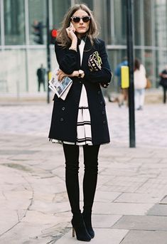 Olivia Palermo - over the knee boots Estilo Olivia Palermo, Vanessa Jackman, London Fashion Weeks, Walking Down The Street, Olivia Palermo Style, Classy Winter Outfits, Peplum Tops, Bohol, Olivia Palermo