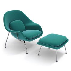 the eames chair and ottoman is shown in green