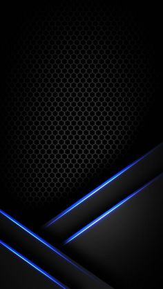 an abstract dark background with blue lines and hexagonal grids on the wall