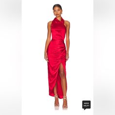 Never Worn, Elliat Noa Dress In Red. There Is A Small Tear On The Chest Area That I Have Circled In Listing Photos. A Little Wrinkly. Cowl Dress, Draped Midi Dresses, Gathered Dress, Cowl Neck Dress, Maxi Dress Prom, Dress Rental, Backless Maxi Dresses, Dress 100, Satin Dresses