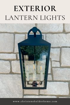 a lantern hanging from the side of a brick wall with text overlay that reads, how to install an exterior lantern lights