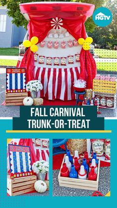 an outdoor carnival trunk - or - treat is shown