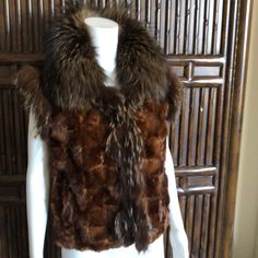 Fox And Mink Paw Vest. Closes On Front With Fur Hooks. Mint Condition Fur Vest Outfit, Fur Vest Outfits, Mongolian Fur, Vest Outfit, Fur Vest, Room Makeover, Mint Condition, Fox, Jackets & Coats