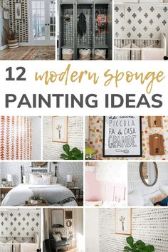 twelve modern sponge painting ideas with text overlay that reads 12 modern sponge painting ideas