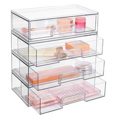 three tiered acrylic makeup organizer with drawers