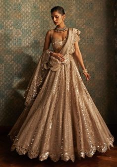 New Collection by VVani: Nude Gold Hues - Perfect for Brides 2024 – Fabilicious Fashion Formal Lehenga, India Outfits, Mirror Blouse, Indian Outfits Modern, Punjabi Girl, Vani Vats, Reception Outfits