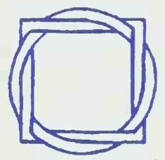 a blue and white drawing of a square