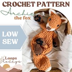 the crochet pattern for an adorable fox stuffed animal