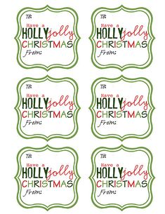 four christmas labels with the words, have a holly christmas from