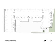 an architectural drawing shows the floor plan for a building with multiple floors and several windows