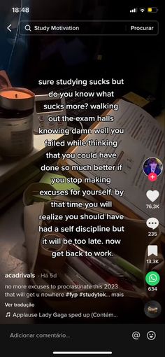 an image of a text message on a cell phone with the caption'study motivationist '