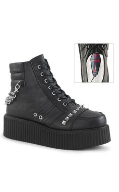 V-CREEPER-565 Black Vegan Leather Ankle Boots-Demonia-Tragic Beautiful Creeper Boots, Demonia Boots, Platform Creepers, Alternative Shoes, Gothic Boots, Demonia Shoes, Festival Shoes, Punk Boots, Oxford Platform