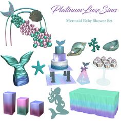 the mermaid baby shower set is ready to be used