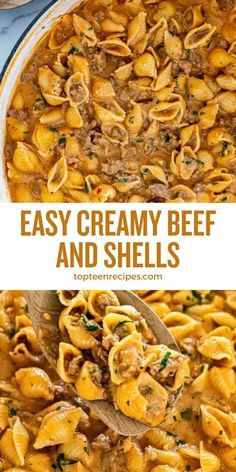 an easy creamy beef and shells casserole recipe