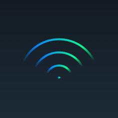 the wifi logo is shown in blue and green lights on a dark background,