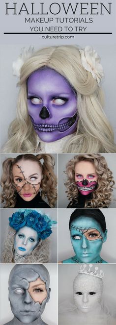 Halloween Make Up Tutorials You Need To Try Make Up Diy, Makeup Zombie, Drag Make-up, Alat Makeup, Make Up Tutorials, Special Fx Makeup, Halloween Makeup Tutorial, Halloween Tags