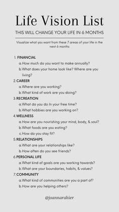 Life Vision List, Vision List, Girl Routine, Life Vision