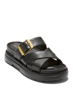 Cole Haan Women's Fraya Buckled Platform Slide Sandals Black Steappy Shoes, Simple Platform Sandals, Womens Sandals Famous Footwear, Platform Buckle Sandals, Platform Slide Sandals, Greece Trip, Cole Hann, Black Platform Sandals, Twinkle Toes