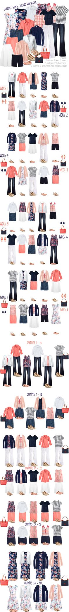 Southern Summer work capsule wardrobe: navy & coral by kristin727 on Polyvore featuring Lands' End, Gap, Boden, J.Crew, Madewell, Miss Selfridge and Dooney & Bourke Summer Work Capsule Wardrobe, Summer Work Capsule, Work Capsule Wardrobe, Southern Summer, Fashion Style Summer, Work Capsule