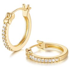 PRICES MAY VARY. 💓【Innovative Clasp Design】Our 14k gold hoop earrings for women feature a user-friendly and secure clasp mechanism, allowing easy wear and removal without compromising on style and comfort just by opening it from two side. 💓【Exquisite Craftsmanship】The gold hoop earrings 14k gold plated hoop earrings for women are meticulously crafted from 14k gold, ensuring long-lasting shine and a lifetime of enjoyment. Crafted from 14k gold, our gold hoop earrings are hypoallergenic, making Insta Girly, Hoop Earrings Diamond, 14k Gold Hoop Earrings, Small Gold Hoop Earrings, Small Gold Hoops, Hoops Earrings, Zirconia Earrings, Diamond Hoop Earrings, Gold Plated Earrings