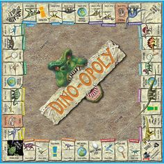 a game board with an image of a dinosaur on it and the words dino zoo