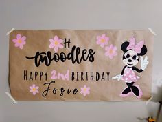 a birthday sign with minnie mouse on it