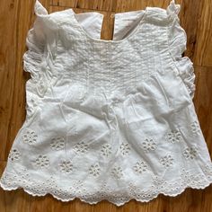 Nwot Crewcuts Summer Top In Size 4t. Beautiful Details. Never Worn By My Daughter Unfortunately! Summer Cotton Top For Playdate, Cute Casual Cotton Tops, Short Sleeve Ruffle Tops For Playwear, Cute Ruffled Tops For Playwear, Cotton Ruffle Tops For Playdate, White Summer Tops For Playdate, White Cotton Top For Playdate, Summer Flutter Sleeve Tops For Playtime, Cute Short Sleeve Tops For Play