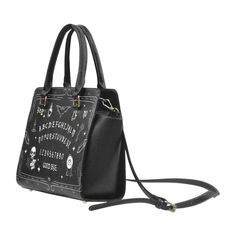 * 24.27 Oz. Designed for fashion women and girls, stylish and personalized. * Made from high-grade PU leather. * Lined interior features backwall zippered, large capacity. * Double handles, removable and adjustable PU leather shoulder strap. * Single zippered top closure. Dimensions: 11.22"(L) x 4.72"(W) x 9.84"(H) Black Halloween Shoulder Bag Satchel, Black Satchel Shoulder Bag For Halloween, Black Shoulder Bag Satchel For Halloween, Black Shoulder Satchel For Halloween, Gothic Black Satchel, Halloween Shoulder Bag Gift, Halloween Gift Shoulder Bag, Black Rectangular Shoulder Bag For Halloween, Black Gothic Tote Shoulder Bag