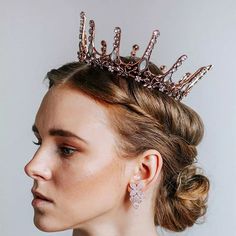 Royal Renaissance Baroque Crystal Crown Transform Into A Queen With This Gorgeous Crown. This Circular Headpiece Has The Look Of Copper, With Tall Crystal Peaks, Crystal Flowers, And Metal Leaves. Four Pin Loops Are Located Inside The Crown. Attach With Pins, Or Tie Into Your Hair. 18.4” Around, 2.8” High, 5.5” Diameter At The Base Alloy, Crystals, Rhinestones Comes With A Silver Gift Box, Tied With Ribbon Wedding, Bridal, Bride, Bachelorette, Formal, Black Tie, Anniversary, Pageant, Birthday, S Tiara Headpieces, Bridal Hair Headpiece, Bride Headpiece, Crown Bridal, Rhinestone Tiara, Bridal Hair Jewelry, Gold Aesthetic, Crystal Headband, Tiaras And Crowns