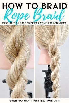 Easy Braid Tutorial Videos, Diy Hairstyles Braids, Easy Self Braids Simple, How To Side Braid Your Own Hair Simple, How To Do A Twist Braid Step By Step, Rope Twist Braids Tutorial, How To Rope Twist, How To Hair Twist, Twisted Hair Braid