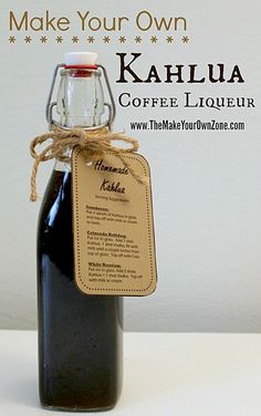 a bottle with a label on it that says make your own kahlua coffee liqueur