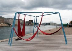 an image of a swing set on the dock