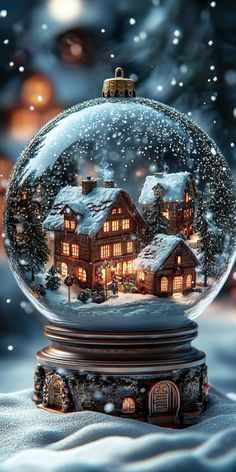 a snow globe with a house in it