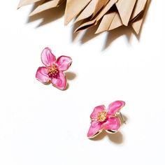 Pink Flower Enamel Earrings With Gold Hardware New (Boutique Packaging) **Let Me Know If You Like To Bundle With Another Listing! **I Always Accept Reasonable Offers Cute Earrings Cute Jewelry Dainty Jewelry Summer Vacation Cute Outfits Trendy Jewelry Formal Jewelry Wedding Earrings Lovers Gift Holiday Gift Gift For Her Tags : Anthro Anthropologie Free People We The Free Zara Zara Jewelry Lili Pulitzer Kendra Scott 8 Other Reasons Dolls Kill Lili Clasps For Love And Lemons Ettika Shashi Natalie Jewelry Formal, Anthropologie Earrings, Anthropologie Jewelry Earrings, Triple Hoop Earrings, Formal Jewelry, Zara Jewelry, Front Back Earrings, Jewelry Summer, Vintage Style Earrings