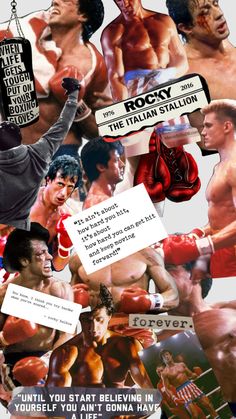 the collage shows many different images of men in boxing gear and their names on them