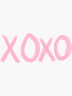 the word xoxo painted in pink on a white background