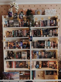 a book shelf filled with lots of books