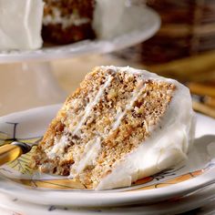 a slice of carrot cake on a plate