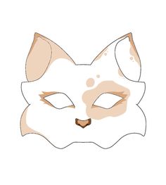 a white cat mask with brown spots on it's face