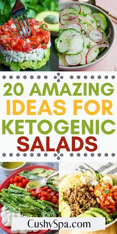 the cover of 20 amazing ideas for ketogenic salads